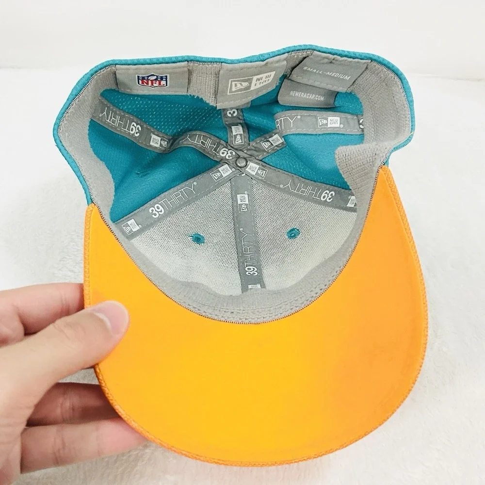 New Era Miami Dolphins 2-Tone 39THIRTY‎ Stretch Flex Hat Cap S/M Turquoise NFL